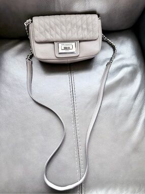 Karl Lagerfeld Quilted Light Gray Chain Strap Crossbody